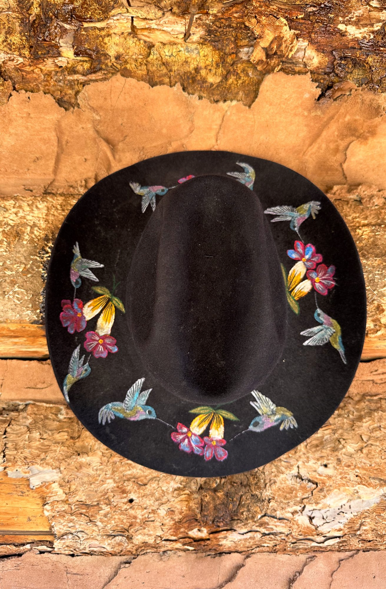 Upcycled Vintage Western Hat with Hummers