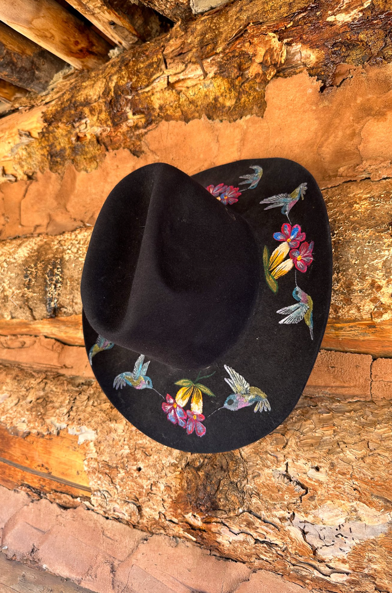 Upcycled Vintage Western Hat with Hummers