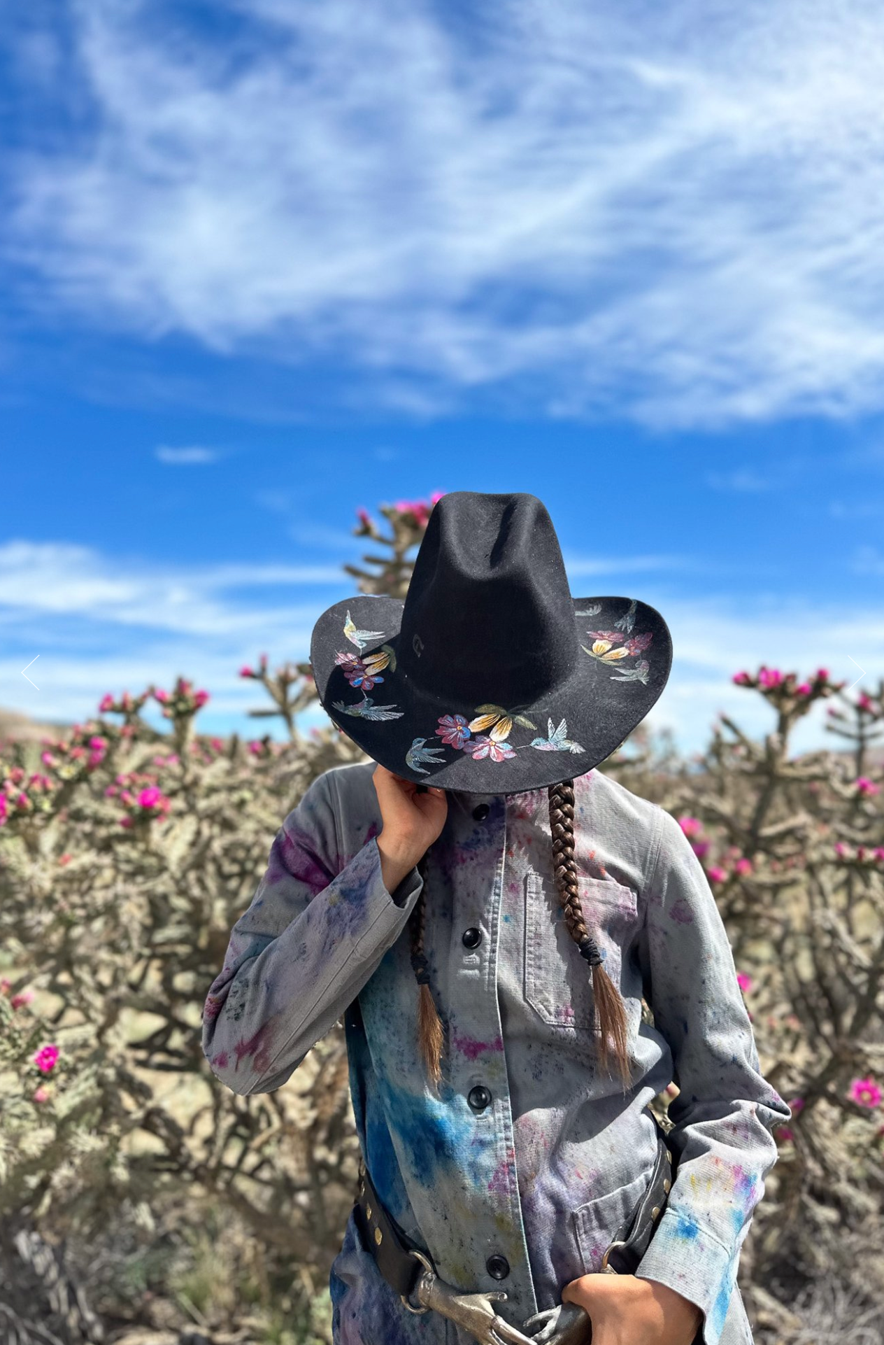 Upcycled Vintage Western Hat with Hummers