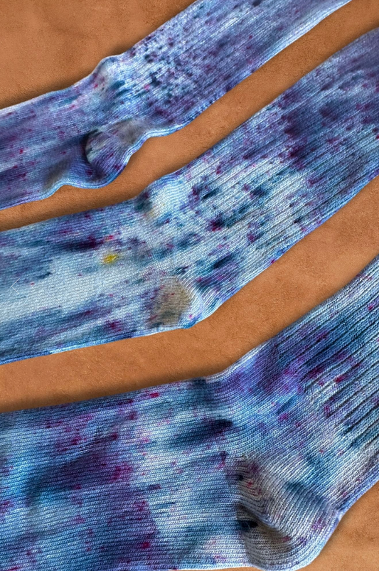 Limited Edition Hand Dyed Softest Socks- Indigo Rain