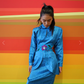 Vintage 80s Norma Kamali Brocade Dress- Vivid Blue