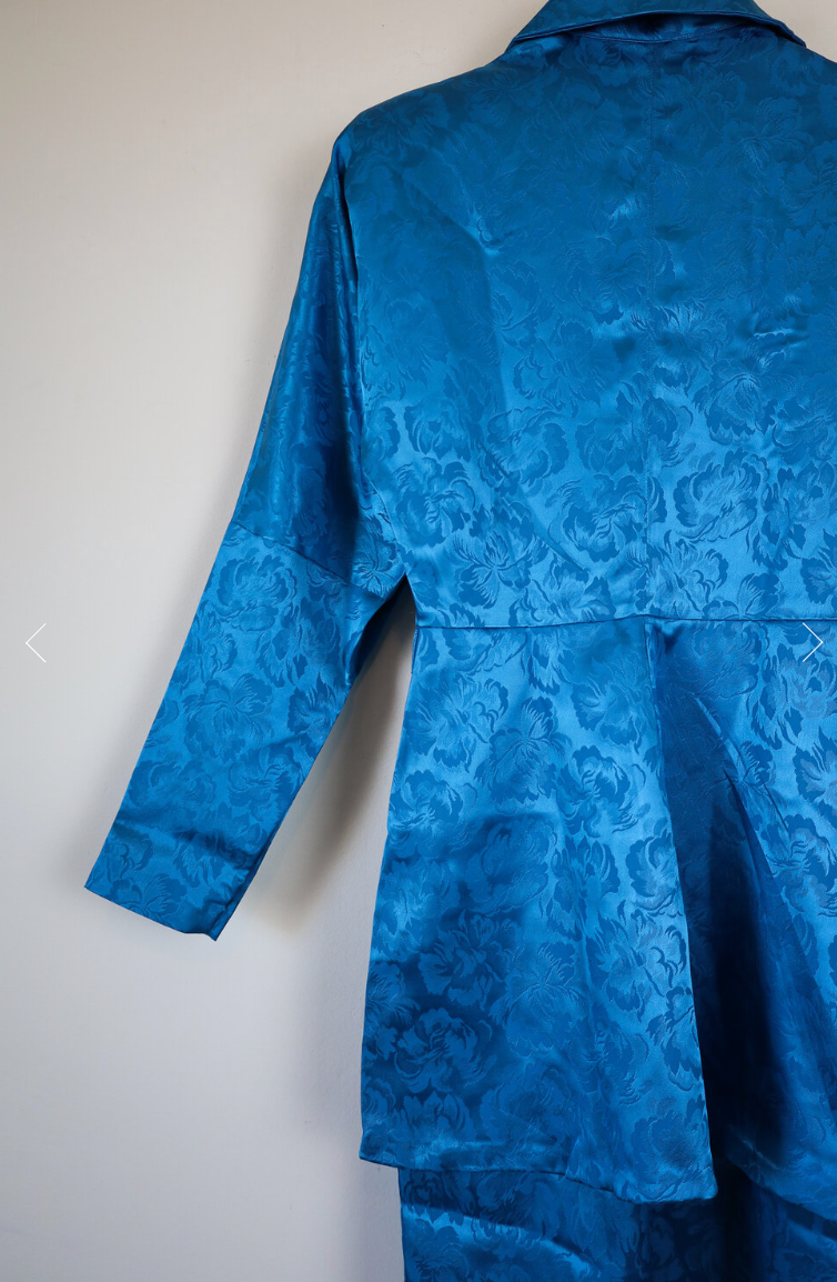 Vintage 80s Norma Kamali Brocade Dress- Vivid Blue