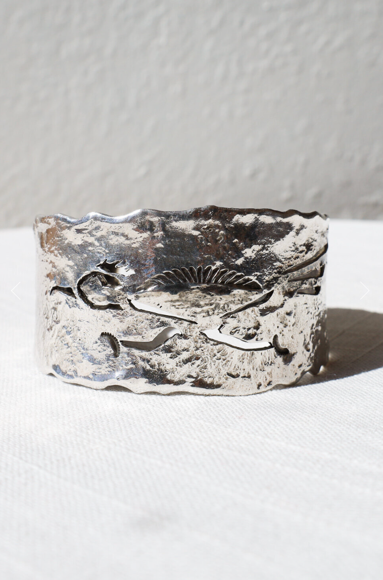 ++  Navajo Made Sterling Roadrunner Cuff ++  by  Gino Antonio