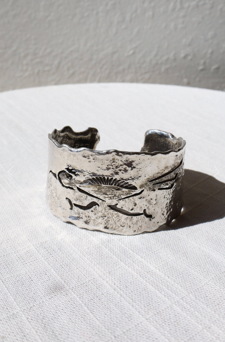 ++  Navajo Made Sterling Roadrunner Cuff ++  by  Gino Antonio