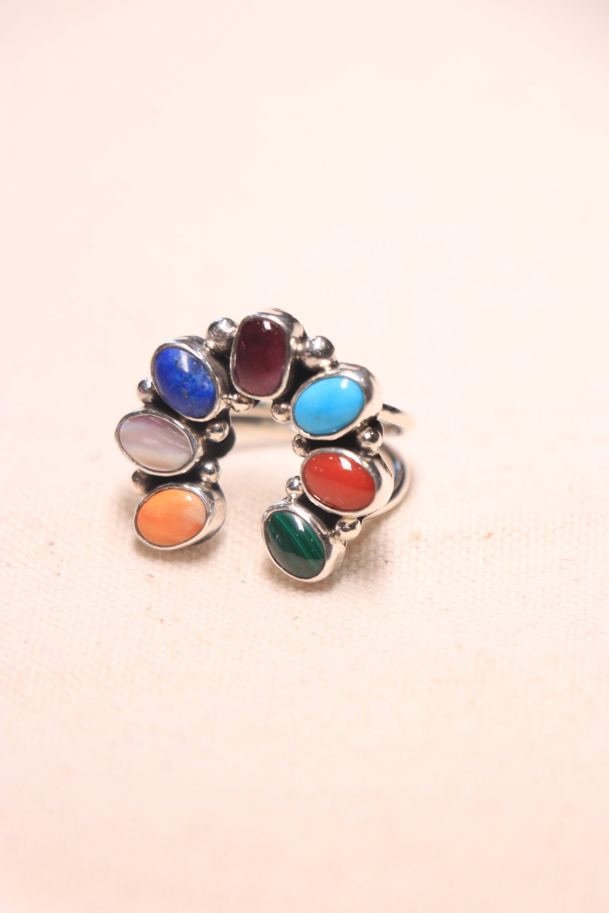 Navajo Made Nááts'íilid (Rainbow) Naja Ring