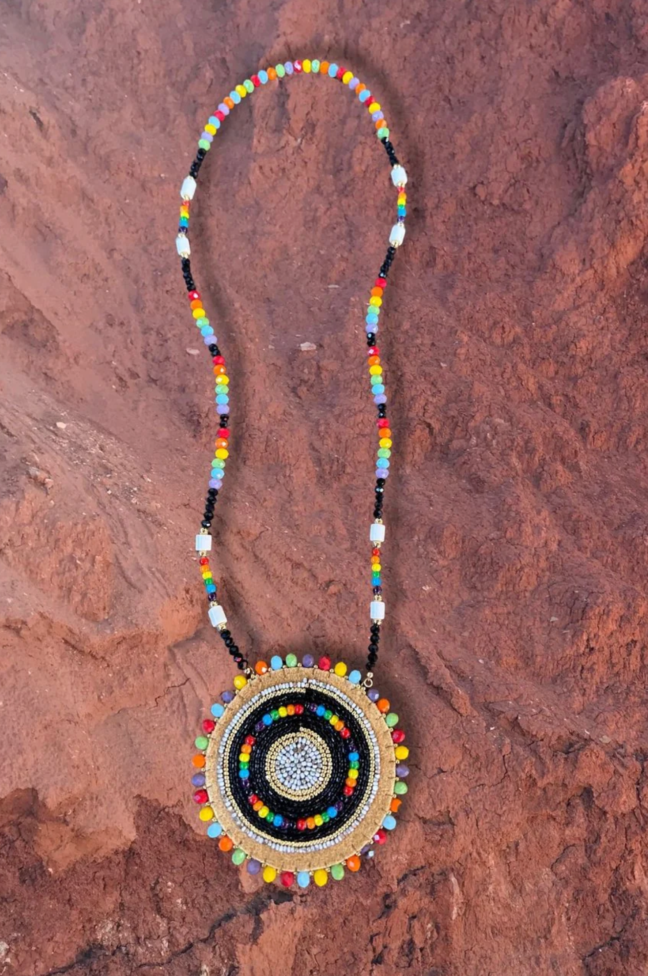 ++ Whiteheart Rainbow Medallion Necklace by Kellen Trenal ++